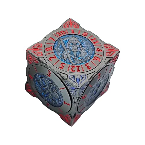 2025 Neues DND Spinner-Würfelset, 7-in-1 Metall-Würfel mit 3D-Relief, Dungeons and Dragons, polyedrische Rollenspiel-Würfel, Fantasy D&D Tabletop-RPG-Zubehör (Schwarz-Blau) von FLUEFOWL