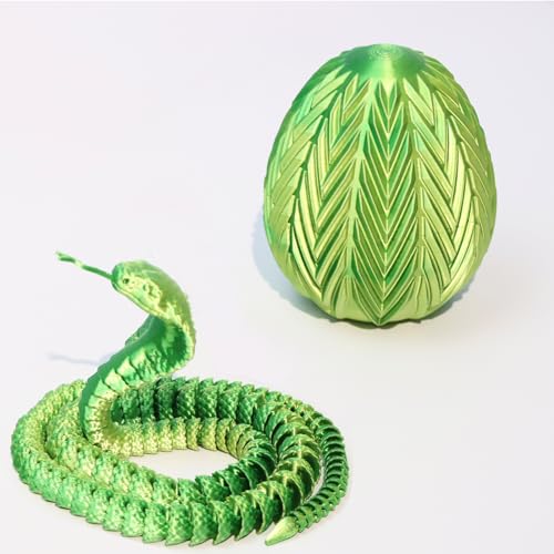 3D-gedruckte Kobra, 24-Zoll Kobra als Fidget-Spielzeug für Erwachsene, 3D-gedrucktes bewegliches Kobradrachen-Ei, biegsames Flexibles Kristall-Kobra-Spielzeug für ADHS/Autismus (Grün 24 Zoll) von FLUEFOWL