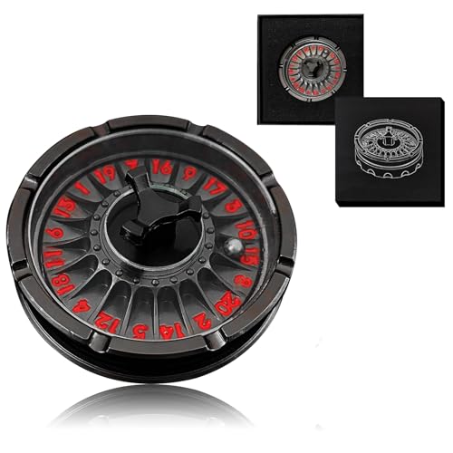 D20 Roulette Würfel Spinner für DND Würfel Set, 7-in-1 Drache Metallic D&D Würfel mit Geschenketui für Dungeons and Dragon Spiel, RPG Rollenspiel Tischspiel Geschenke (Schwarz-Rot) von FLUEFOWL