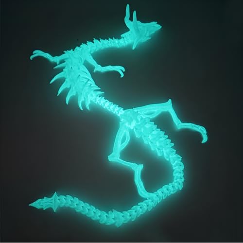 FLUEFOWL 3D Gedruckter Skelettdrache, 18 Zoll Drache innen Fidget-Spielzeug für Erwachsene, 3D-Gedruckter gelenkiger Drache, biegsame Flexible Kristalldrache-Spielzeuge für Autismus/ADHS (Leuchtend) FLUEFOWL 3D Gedruckter Skelettdrache, 18 Zoll Drache innen Fidget-Spielzeug für Erwachsene, 3D-Gedruckter gelenkiger Drache, biegsame Flexible Kristalldrache-Spielzeuge für Autismus/ADHS (Leuchtend) von FLUEFOWL