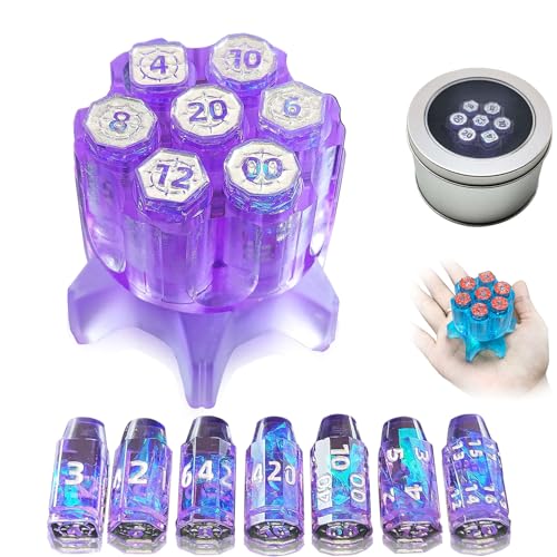 Fate Missile Roulette Würfel Spinner für DND Würfel Set, 7 große Polyedrische D&D Würfel mit Geschenkkassette für Dungeons and Dragons Spiel, RPG Rollenspiele und Tischspiel Geschenke (Lila) Fate Missile Roulette Würfel Spinner für DND Würfel Set, 7 große Polyedrische D&D Würfel mit Geschenkkassette für Dungeons and Dragons Spiel, RPG Rollenspiele und Tischspiel Geschenke (Lila) von FLUEFOWL