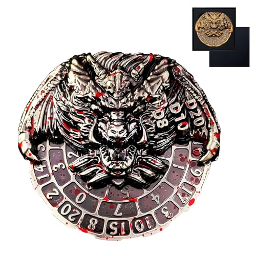 RakshasaLion Roulette-Würfelspinner für DND-Würfelset, 7-in-1 Drachen-Metallic-D&D-Würfel mit Geschenkbox für Dungeons and Dragons, Rollenspiel-Tabletop-Geschenk (Blutflecken) von FLUEFOWL