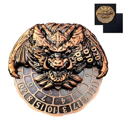 RakshasaLion Roulette-Würfelspinner für DND-Würfelset, 7-in-1 Drachen-Metallic-D&D-Würfel mit Geschenkbox für Dungeons and Dragons, Rollenspiel-Tabletop-Geschenk (Rotkupfer) von FLUEFOWL