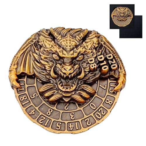 RakshasaLion Roulette-Würfelspinner für DND-Würfelset, 7-in-1 Drachen-Metallic-D&D-Würfel mit Geschenkbox für Dungeons and Dragons, Rollenspiel-Tabletop-Geschenk (Schwarz-Gold) von FLUEFOWL