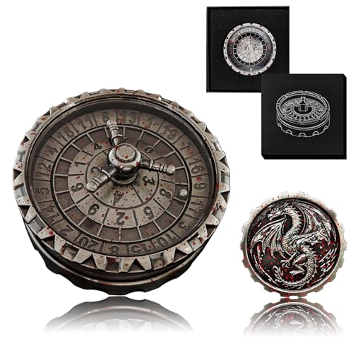 Roulette-Spinner für DND-Würfelset, 3-in-1 Drachen-Metall-D&D-Würfel mit Geschenkbox für Dungeons and Dragons, RPG-Rollenspiel Tischspiel Geschenke (Blutflecken, 3-in-1) von FLUEFOWL