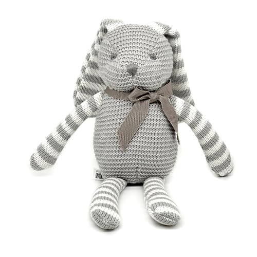 FLUFFYFUN 100% Bio-Baumwolle Kuscheltier Baby Hase Grau 18cm - stofftier für Neugeborene von FLUFFYFUN