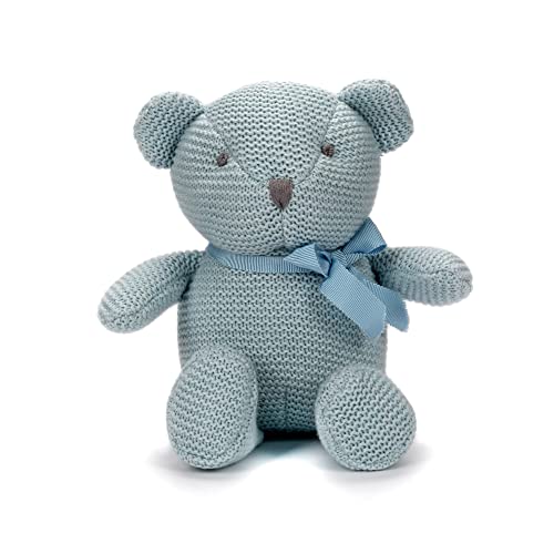 FLUFFYFUN 100% Bio-Baumwolle Kuscheltier Baby Teddybär Blau 16.5cm, stofftier für Neugeborene von FLUFFYFUN