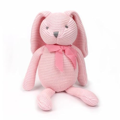 FLUFFYFUN 100% Bio Baby Kuscheltier, Rosa Hase Plüschtier 18 cm, Stofftier für Neugeborene von FLUFFYFUN