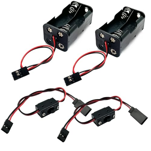 2 Set Ein-/Ausschalter Batterieempfänger & 4 Zellen AA-Batterie-Behälter-Koffer mit JR-Stecker, kompatibel mit HSP Redcat Axial Traxxas 1/8 1/10 1/16 RC Power Car Crawler Truck 2 Set Ein-/Ausschalter Batterieempfänger & 4 Zellen AA-Batterie-Behälter-Koffer mit JR-Stecker, kompatibel mit HSP Redcat Axial Traxxas 1/8 1/10 1/16 RC Power Car Crawler Truck von FLY RC