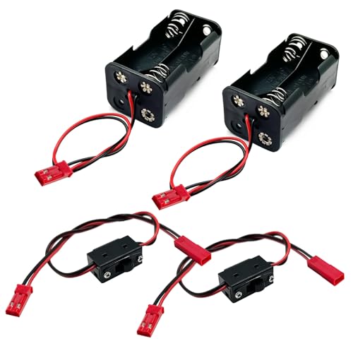 2 Set Ein-/Ausschalter Batterieempfänger & 4 Zellen AA-Batterie-Behälterhalter Pack Box mit JST-Stecker kompatibel mit HSP Redcat Axial Traxxas 1/8 1/10 1/16 RC Power Car Crawler Truck 2 Set Ein-/Ausschalter Batterieempfänger & 4 Zellen AA-Batterie-Behälterhalter Pack Box mit JST-Stecker kompatibel mit HSP Redcat Axial Traxxas 1/8 1/10 1/16 RC Power Car Crawler Truck von FLY RC