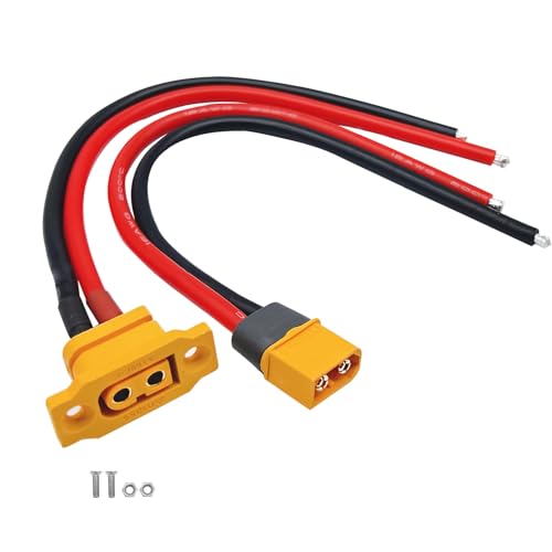 Amass XT60H XT60E-F Stecker männlich weiblich Verlängerungsstecker Adapter mit Mantelgehäuse mit 12AWG 20cm Silikondraht für RC Lipo Akku FPV Racing Drohne von FLY RC