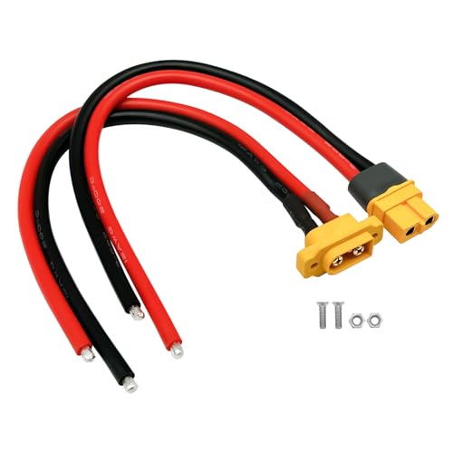 Amass XT60H XT60E-M Stecker männlich weiblich Verlängerungsstecker Adapter mit Mantelgehäuse mit 12AWG 20cm Silikondraht für RC Lipo Akku FPV Racing Drohne von FLY RC