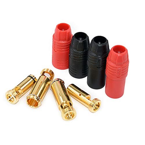 FLY RC 2 Paar Ladegerät Stecker Anti-Spark Gold Bullet AS150 7mm Stecker und Buchse für S1000 und mehr [1 Paar Rot + 1 Paar Schwarz] von FLY RC