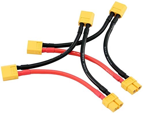 FLY RC 2 Stück XT60 Adapter Goldstecker Male Female Lipo Akku Ladekabel Serie Reihe Seriell Kabel Buchse auf 2 Stecker Adapterkabel (xt60 Serie Adapter) von FLY RC