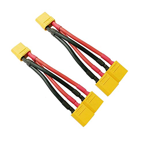 FLY RC 2pcs XT90 Parallel Adapter Y Splitter 2 Male to 1 Female for Lipo Battery Wire 12AWG von FLY RC