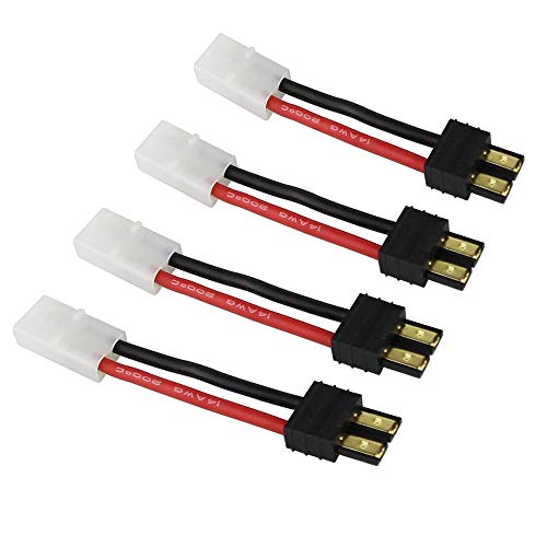 FLY RC 4 Stück TRX Traxxas zu Buchse Tamiya Plug Adapter Anschlusskabel für RC Revo Batterieladegerät (4er Pack) von FLY RC