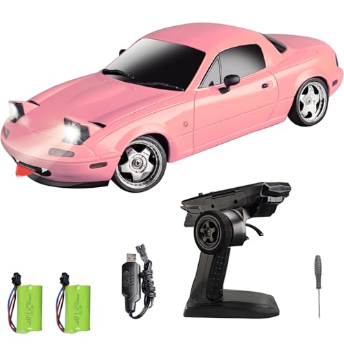FLYCOLOR LD1804 RC Drift Car 1:18 Mini MX-5 RWD 2.4GHz Miata RC Fahrzeuge mit Gyro und LED-Lichtern für Erwachsene Hobby Spielzeug (Rosa) von FLYCOLOR