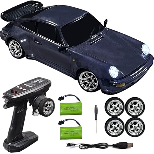 FLYCOLOR LD1898 1/18 RC Drift Car GTR R34 2.4GHz RWD mit Gyroskop On-Road Alloy Body Shell Rennwagen Funksteuerung (Violett) von FLYCOLOR