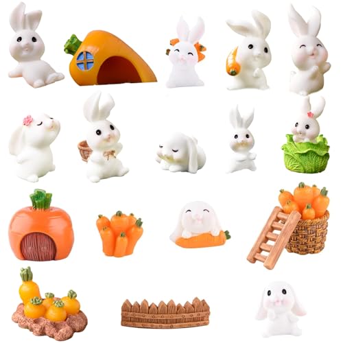 FLYIFE Kaninchen Toy Figures, 20 Stück Kaninchen Figuren Klein, Miniatur Kaninchen Figuren, Realistische Kaninchenfiguren,Ornamente Miniatur Kaninchen, Tortenaufsätze Geschenk Für Kaninchenliebhaber von FLYIFE