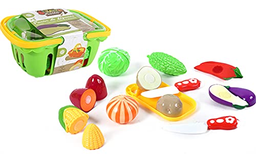 FLYPOP'S - Gemüsekorb zum Ausschneiden - Rollenspiel - 018945 - Mehrfarbig - Kunststoff - Küche - Lebensmittel - Kinderspielzeug - Puppenküche - 26 cm x 19 cm - Ab 3 Jahren. von Flypop's