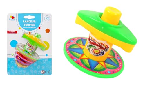 FLYPOP'S - 5 Kreisel mit Launcher – Spielspaß – 038906 – Mehrfarbig – Kunststoff – Rotation – Geschwindigkeit – Geschenk – verspielt – Geburtstag – Kinderspielzeug – ab 3 Jahren FLYPOP'S - 5 Kreisel mit Launcher – Spielspaß – 038906 – Mehrfarbig – Kunststoff – Rotation – Geschwindigkeit – Geschenk – verspielt – Geburtstag – Kinderspielzeug – ab 3 Jahren von FLYPOP'S