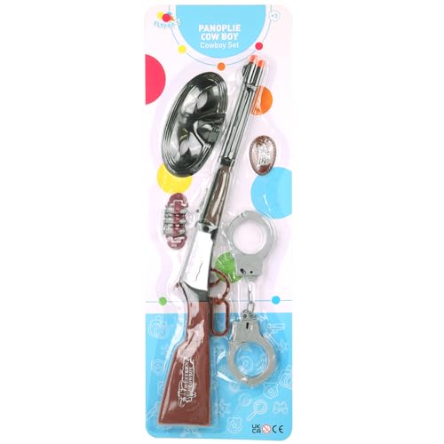 FLYPOP'S - Cowboy Set - Verkleidungszubehör - 187501 - Braun - Kinderspielzeug - Karneval - Kostüm - Karabiner - Handschellen - Sheriff - Western - Bandit - Ab 3 Jahren FLYPOP'S - Cowboy Set - Verkleidungszubehör - 187501 - Braun - Kinderspielzeug - Karneval - Kostüm - Karabiner - Handschellen - Sheriff - Western - Bandit - Ab 3 Jahren von FLYPOP'S