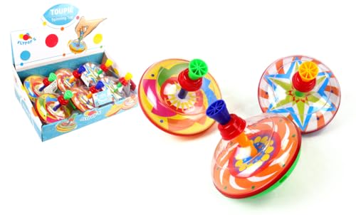 FLYPOP'S - Kreisel - Kinderspielzeug - 030180 - Zufällige Farbe - Kunststoff - Rotation - Geschwindigkeit - Geschenk - Unterhaltsam - Geburtstag - Kinderspielzeug - 13 cm - Ab 3 Jahren von FLYPOP'S