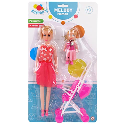 Flypop's - Mama Puppe - Kinderspielzeug - 070026LIN - Zufälliges Modell - Kunststoff - Mannequin - Puppe - Mannequin - 27 cm x 7 cm - Ab 3 Jahren. von Flypop's