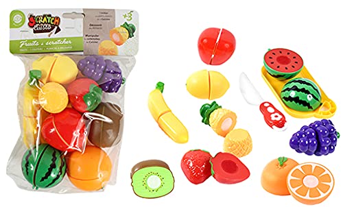FLYPOP'S - Obst zum Schneiden - Nachahmungsspiel - 018949 - Mehrfarbig - Kunststoff - Küche - Lebensmittel - Kinderspielzeug - Puppenküche - 26 cm x 19 cm - Ab 3 Jahren. von FLYPOP'S