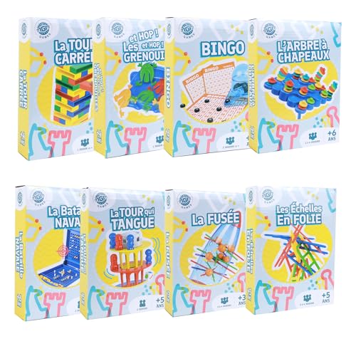FLYPOP'S - Pack mit 54 Reisespielen – Spielen mit mehreren – 141925PA – zufällige Modelle – Kunststoff – Gesellschaftsspiele – Kinder – Erwachsene – Geschenk – Geburtstag – 20 cm x 15 cm – ab 3 Jahren von FLYPOP'S