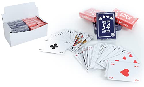 MGM GAMES - 54-Karten-Spiel - Zufällige Farbe - 144632 - Kartenspiel - Karton - 2 bis 6 Spieler - Spielkarten - Gesellschaftsspiele - Reisespiele - Belote - Poker - Rami - 8,5 cm x 5,5 cm von MGM GAMES