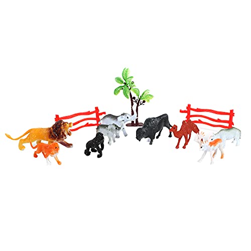 ZANIMO & CO - 9 Wilde Tiere und Zubehör - 033255 - Zufälliges Modell - Kunststoff - Zum Sammeln - Kinder Spielzeug - Realistisch - Miniatur - Tierassortiment - Ab 3 Jahren von FLYPOP'S