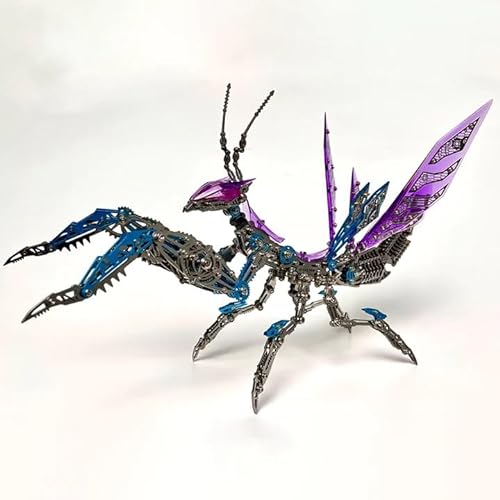 3D-Metallpuzzles für Erwachsene, Mantis-Modellbausatz, 1109 Teile, Puzzle-Modellbausatz, Insektenserie, Edelstahl, mechanisches Insektentier-Spielzeugmodell, für Erwachsene und Jugendliche Purple von FMBLDM