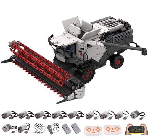 FMBLDM Technik Traktor Bausteine, 6928 Teile Groß Ferngesteuert Landwirtschaftlicher Mähdrescher-Traktor mit 4 Motoren, Modellbausatz Für Erwachsene B von FMBLDM