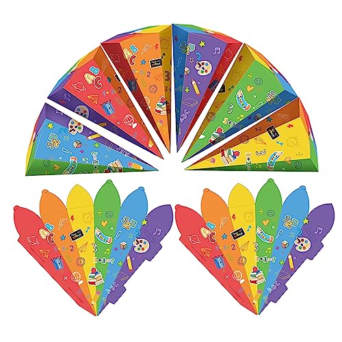 FMKLDENA Geschwister Schultüte, 8 Stück schultüte klein, 28cm Schultüte Bastelset, Faltbare Zuckertüte für die Einschulung zum Schulanfang, Geschenkverpackung Schultüte für Junge und Mädchen von FMKLDENA