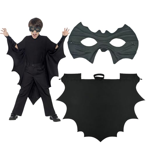 FMKLDENA Halloween Fledermaus Kostüm Kinder, Fledermaus kostüm, Fledermaus Kostüm Set, Fledermaus Umhang mit Bat Maske, für Junge Mädchen Halloween Cosplay Fasching Karneval FMKLDENA Halloween Fledermaus Kostüm Kinder, Fledermaus kostüm, Fledermaus Kostüm Set, Fledermaus Umhang mit Bat Maske, für Junge Mädchen Halloween Cosplay Fasching Karneval von FMKLDENA
