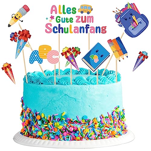 Einschulung Cake Topper, 12 Stück Schulanfang Kuchendeko, Tortendeko Einschulung, Schulanfang Tortendeko, Für Mädchen und Junge Schulanfang Party Deko Einschulung Cake Topper, 12 Stück Schulanfang Kuchendeko, Tortendeko Einschulung, Schulanfang Tortendeko, Für Mädchen und Junge Schulanfang Party Deko von FMKLDENA