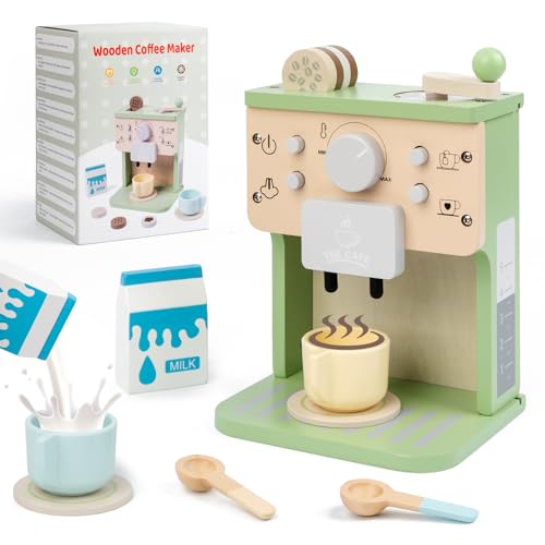 FMSKS Kaffeemaschine Kinderküche, Holzspielzeug Spielküche Zubehör Kaffeemaschine Spielset mit Sound, Kinderküche Zubehör Holz Pädagogisches Rollenspiel,Geschenk für Kleinkind ab 3 Jahre 10-Teilig FMSKS Kaffeemaschine Kinderküche, Holzspielzeug Spielküche Zubehör Kaffeemaschine Spielset mit Sound, Kinderküche Zubehör Holz Pädagogisches Rollenspiel,Geschenk für Kleinkind ab 3 Jahre 10-Teilig von FMSKS