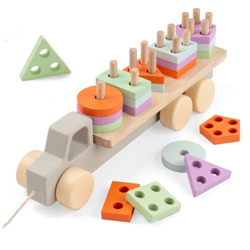 FMSKS Montessori Spielzeug ab 3 Jahr, Holzspielzeug Motorikspielzeug Sortier & Stapelspielzeug Baby ab 36 Monate, Holzauto mit Kordelzug Farbsortierspiel Pädagogische Spielzeug für Kleinkinder FMSKS Montessori Spielzeug ab 3 Jahr, Holzspielzeug Motorikspielzeug Sortier & Stapelspielzeug Baby ab 36 Monate, Holzauto mit Kordelzug Farbsortierspiel Pädagogische Spielzeug für Kleinkinder von FMSKS