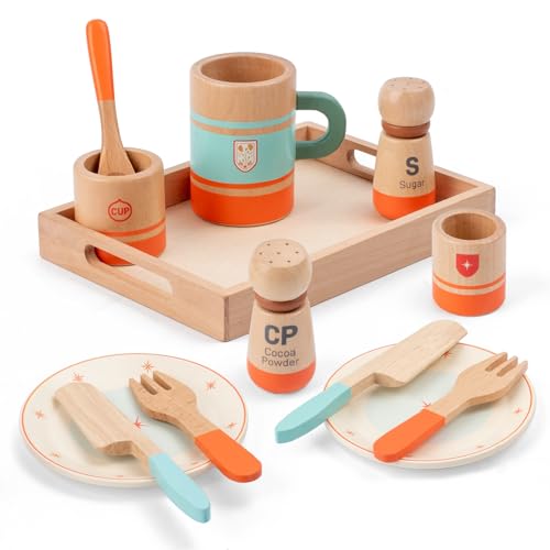 FMSKS Teeservice Kinder Holz,Kinderküchen Zubehör,Holz Tee Set mit Geschirr,Teeparty Puppengeschirr,Kinder Geschirrset,Holzspielzeug Rollenspiele Geschenk ab 3 Jahre Mädchen Junge FMSKS Teeservice Kinder Holz,Kinderküchen Zubehör,Holz Tee Set mit Geschirr,Teeparty Puppengeschirr,Kinder Geschirrset,Holzspielzeug Rollenspiele Geschenk ab 3 Jahre Mädchen Junge von FMSKS