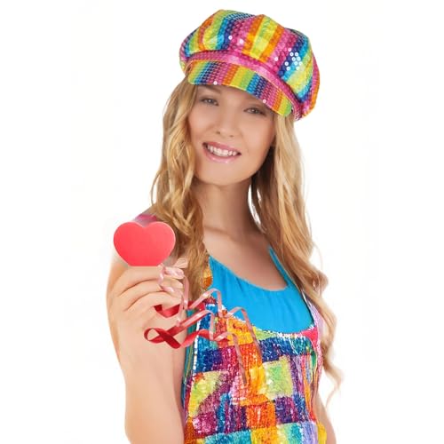 FNA Fashions Bäckerkappe für Erwachsene, Regenbogen-gestreift, Pailletten, Junggesellenabschied, Kostümparty, Einheitsgröße, Regenbogen FNA Fashions Bäckerkappe für Erwachsene, Regenbogen-gestreift, Pailletten, Junggesellenabschied, Kostümparty, Einheitsgröße, Regenbogen von FNA FASHIONS
