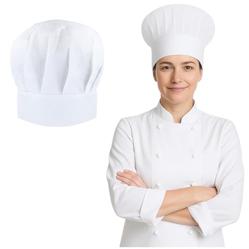 FNA Fashions Unisex Mens Womens White Chef Hat Adult Cook Fancy Dress Parties Hat Accessories (White, One Size) von FNA FASHIONS