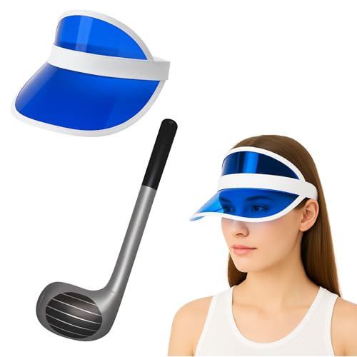 Visier Hut & Aufblasbarer Golfclub Verkleidung Set - Golf Kostüm Zubehör für Erwachsene - Fun Sport Cosplay Party Requisiten Themen-Events Junggesellenabschied Photo Booth (Blauer Visierhut + Visier Hut & Aufblasbarer Golfclub Verkleidung Set - Golf Kostüm Zubehör für Erwachsene - Fun Sport Cosplay Party Requisiten Themen-Events Junggesellenabschied Photo Booth (Blauer Visierhut + von FNA FASHIONS