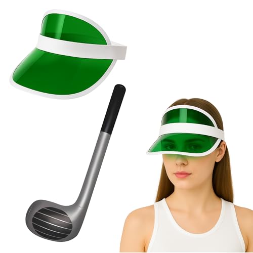 Visier Hut & Aufblasbarer Golfclub Verkleidung Set - Golf Kostüm Zubehör für Erwachsene - Fun Sport Cosplay Party Requisiten Themen-Events Junggesellenabschied Photo Booth (Grüner Visierhut + Visier Hut & Aufblasbarer Golfclub Verkleidung Set - Golf Kostüm Zubehör für Erwachsene - Fun Sport Cosplay Party Requisiten Themen-Events Junggesellenabschied Photo Booth (Grüner Visierhut + von FNA FASHIONS