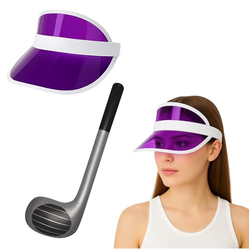 Visier Hut & Aufblasbarer Golfclub Verkleidung Set - Golf Kostüm Zubehör für Erwachsene - Fun Sport Cosplay Party Requisiten Themen-Events Junggesellenabschied Photo Booth (Lila Visier Hut + Visier Hut & Aufblasbarer Golfclub Verkleidung Set - Golf Kostüm Zubehör für Erwachsene - Fun Sport Cosplay Party Requisiten Themen-Events Junggesellenabschied Photo Booth (Lila Visier Hut + von FNA FASHIONS