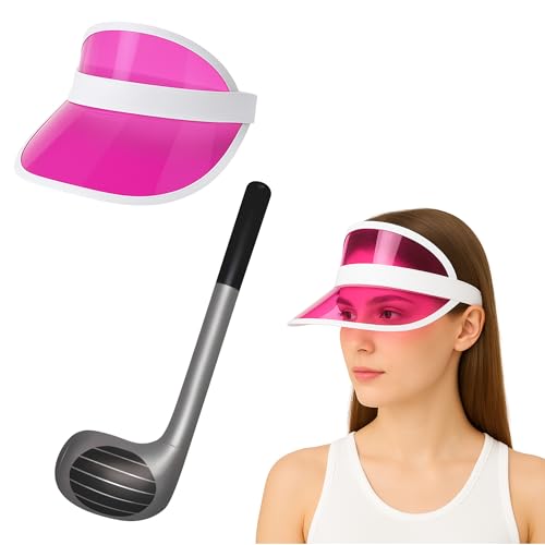 Visier Hut & Aufblasbarer Golfclub Verkleidung Set - Golf Kostüm Zubehör für Erwachsene - Fun Sport Cosplay Party Requisiten Themen-Events Junggesellenabschied Photo Booth (Rosa Visier Hut + Visier Hut & Aufblasbarer Golfclub Verkleidung Set - Golf Kostüm Zubehör für Erwachsene - Fun Sport Cosplay Party Requisiten Themen-Events Junggesellenabschied Photo Booth (Rosa Visier Hut + von FNA FASHIONS
