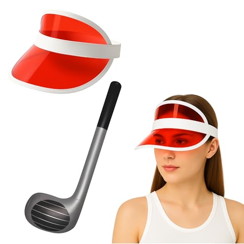Visier Hut & Aufblasbarer Golfclub Verkleidung Set - Golf Kostüm Zubehör für Erwachsene - Fun Sport Cosplay Party Requisiten Themen-Events Junggesellenabschied Photo Booth (Roter Visierhut + Visier Hut & Aufblasbarer Golfclub Verkleidung Set - Golf Kostüm Zubehör für Erwachsene - Fun Sport Cosplay Party Requisiten Themen-Events Junggesellenabschied Photo Booth (Roter Visierhut + von FNA FASHIONS