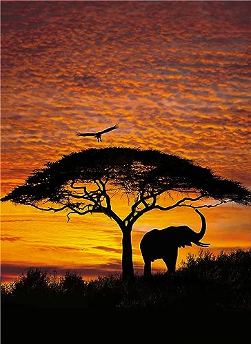 Holzpuzzle 1500 Teile/Afrikanischer Sonnenuntergang und Elefant/Bodenpuzzle, lustiges Spiel oder Spielzeug von FNTSMA
