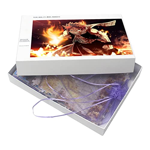 Erwachsene Kinder Puzzles 1000 Teile Puzzle Anime Fairy Tail einfaches Puzzle Natsu Dragneel Fire Scarf Puzzle Bildung Spiel Spielzeug Familie Dekoration,Papppuzzle（38x26cm） von FOBZZY
