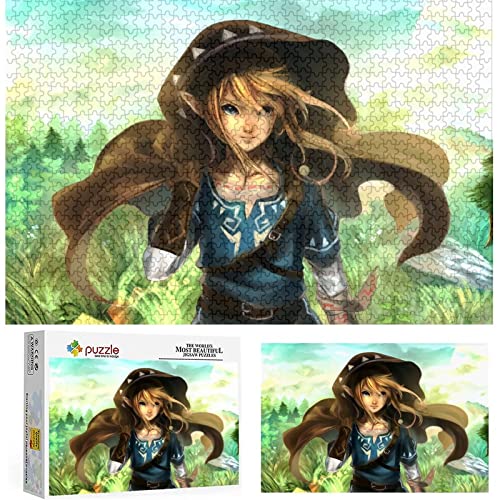 Erwachsene und Kinder Puzzle 1000 Teile Puzzle Zelda Legend Puzzles Einfaches Puzzle Atem der Wildnis Puzzle Lernspielzeug Spiel Familiendekoration,Holzpuzzle（75x50cm） von FOBZZY